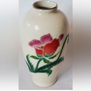 Vintage Homco Japan Floral Porcelain Crackle Bud Vase 4"